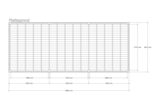 Douglas overkapping 407x986cm + wanden zwart Verando, Living